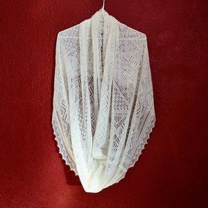 Authentic Orenburg Lace Knit Wool Infinity Scarf